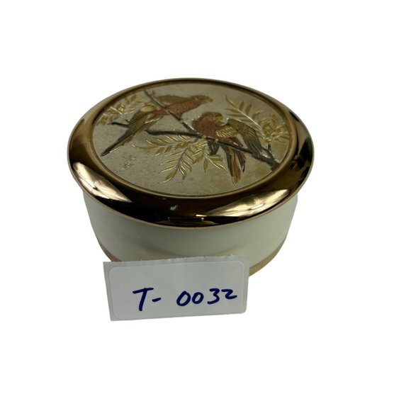 Art Of Chokin 24KT Gold Engraving Edged Trinket Box Parrots Decor - Picture 13 of 13